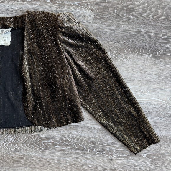 Stunning Ana Lissa Vintage 80s Gold and Black LureX Bolero Cropped Jacket - Picture 7 of 9
